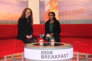 (l-r): Deanna and Siobhan on the famous BBC Breakfast Sofa!
